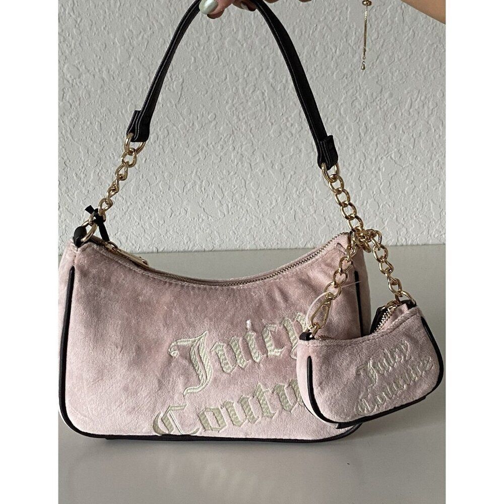Juicy Couture Dusty Blush & Chocolate Better Together Hobo Bag With Mini Bag NEW